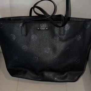 Kate Spade Black Glitter Polka Dot Tote